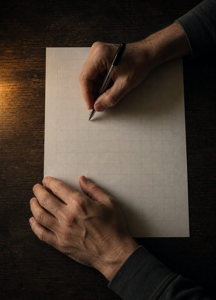 Marking a number grid by lamplight